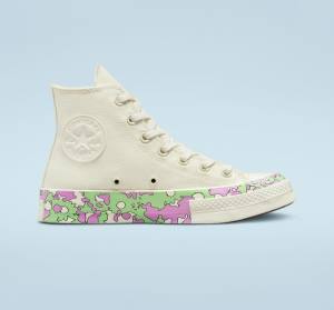 Converse Chuck 70 Crafted Florals Visoke Superge Roza / Svetloba Zelena | CV-052DEN