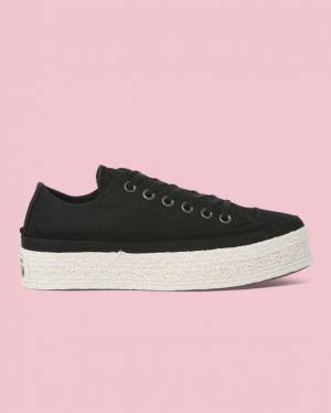 Converse Chuck Taylor All Star Espadrille Platform Nizke Superge Črna | CV-398FAX