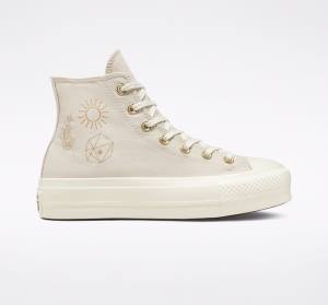 Converse Chuck Taylor All Star Lift Platform Golden Elements Visoke Superge Rjav / Svetloba Zlato | CV-241ARE