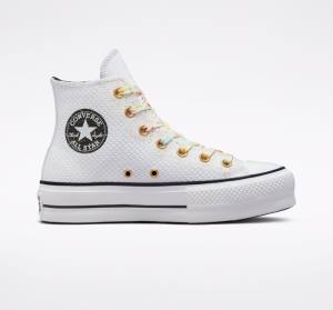 Converse Chuck Taylor All Star Lift Platform Splatter Visoke Superge Bela / Bela | CV-648YWZ