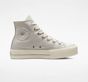 Converse Chuck Taylor All Star Lift Platform Metallic Twill Visoke Superge Srebrna / Srebrna | CV-752AHK