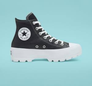 Converse Chuck Taylor All Star Lugged Usnje Visoke Superge Črna / Bela | CV-517CJN