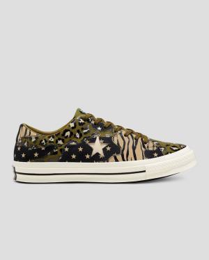 Converse One Star Archive Print Mix Nizke Superge Olivno Zelene Leopárd | CV-172ARJ