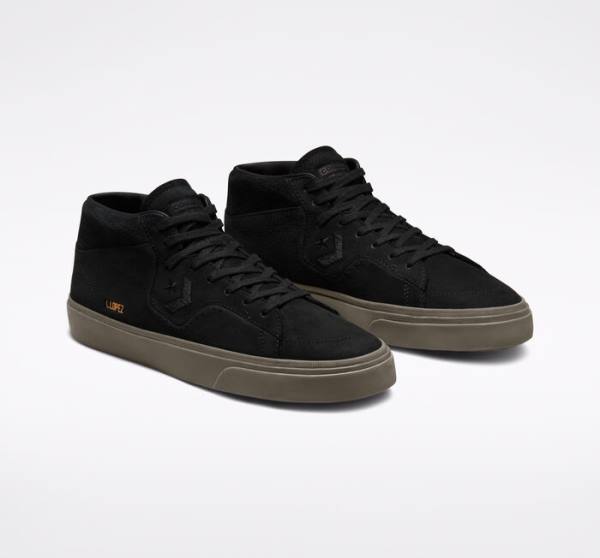 Converse CONS Louie Lopez Pro Nubuck Usnje Skate Čevlji Črna / Svetloba Rjav | CV-230LAO