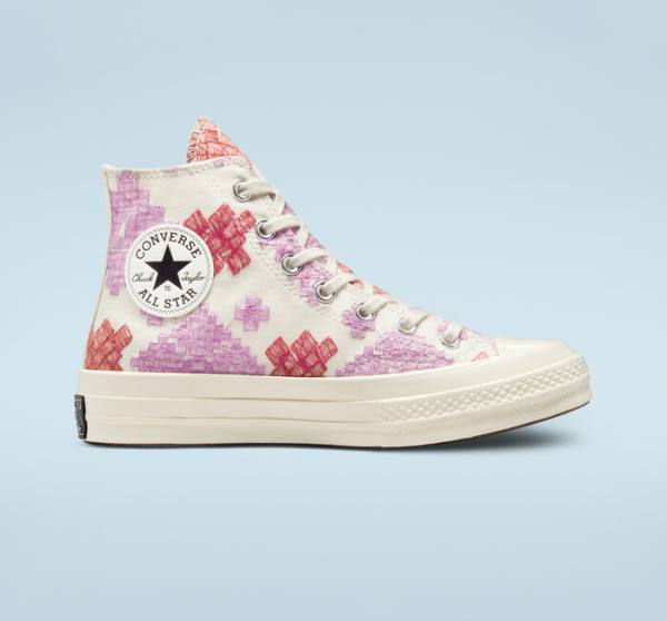 Converse Chuck 70 Bright Embroidery Visoke Superge Roza / Rdeča | CV-104CFX