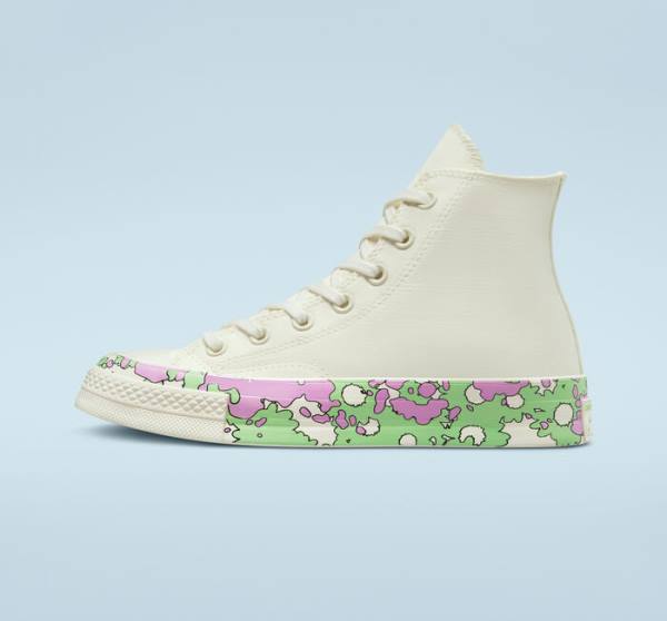 Converse Chuck 70 Crafted Florals Visoke Superge Roza / Svetloba Zelena | CV-740PBM