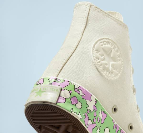 Converse Chuck 70 Crafted Florals Visoke Superge Roza / Svetloba Zelena | CV-740PBM