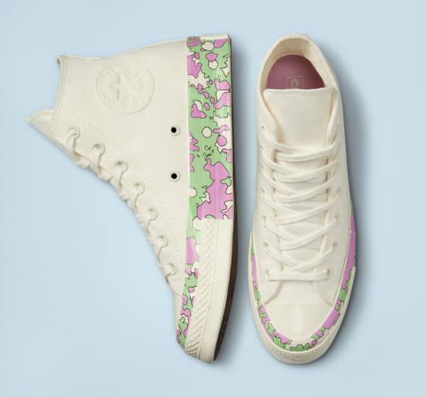 Converse Chuck 70 Crafted Florals Visoke Superge Roza / Svetloba Zelena | CV-740PBM