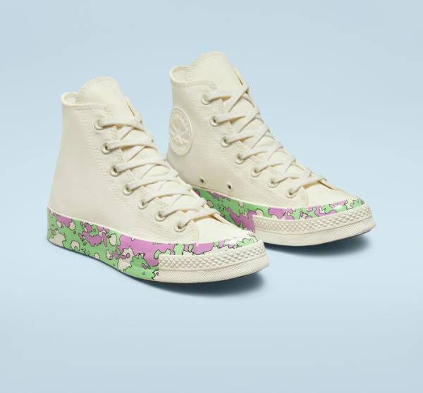 Converse Chuck 70 Crafted Florals Visoke Superge Roza / Svetloba Zelena | CV-740PBM