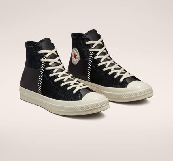 Converse Chuck 70 Crafted Usnje Visoke Superge Črna / Rdeča | CV-327XNK