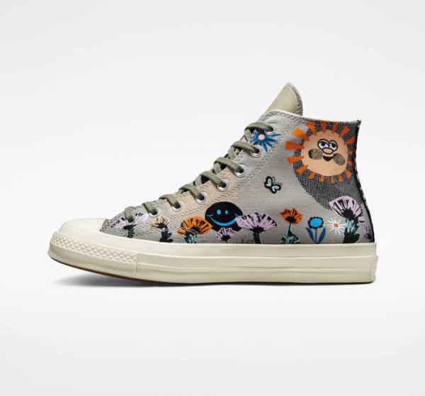 Converse Chuck 70 Floral Visoke Superge Olivno Zelene | CV-081RWD