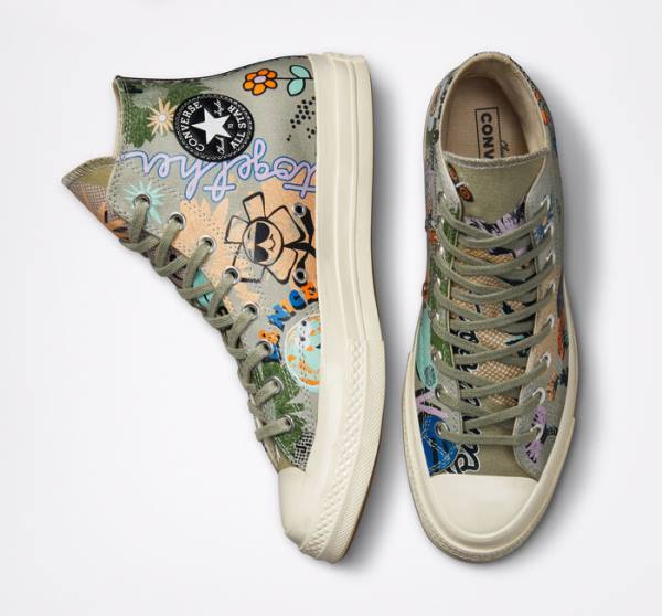 Converse Chuck 70 Floral Visoke Superge Olivno Zelene | CV-081RWD