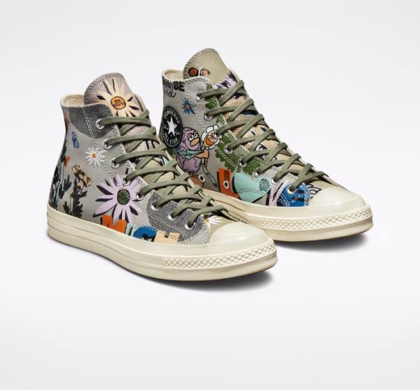 Converse Chuck 70 Floral Visoke Superge Olivno Zelene | CV-081RWD