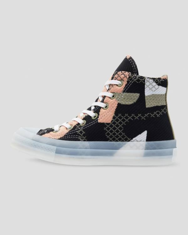 Converse Chuck 70 Knit Print Visoke Superge Črna Oranžna | CV-264MRY