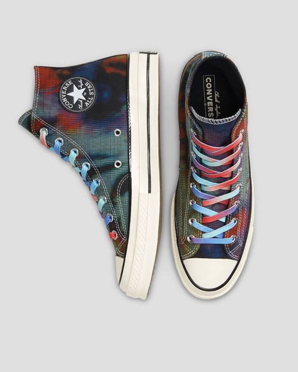 Converse Chuck 70 Plaid Tie Dye Visoke Superge Črna | CV-149OXB