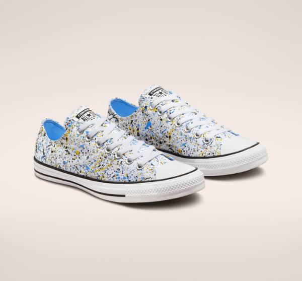 Converse Chuck Taylor All Star Archive Paint Splatter Nizke Superge Bela / Modra | CV-048QJV