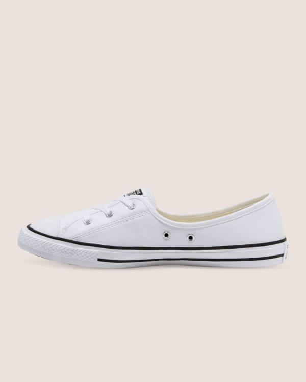 Converse Chuck Taylor All Star Ballet Lace Faux Usnje Slip Nizke Superge Bela | CV-431UNT