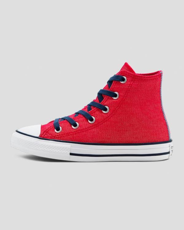 Converse Chuck Taylor All Star Denim Reverse Twill Visoke Superge Rdeča | CV-684DPY