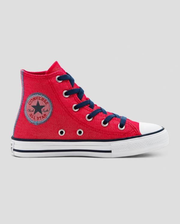 Converse Chuck Taylor All Star Denim Reverse Twill Visoke Superge Rdeča | CV-684DPY