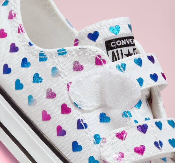 Converse Chuck Taylor All Star Easy-On Foil Hearts Nizke Superge Bela / Črna / Roza | CV-035DPZ