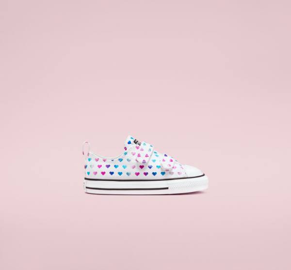 Converse Chuck Taylor All Star Easy-On Foil Hearts Nizke Superge Bela / Črna / Roza | CV-035DPZ