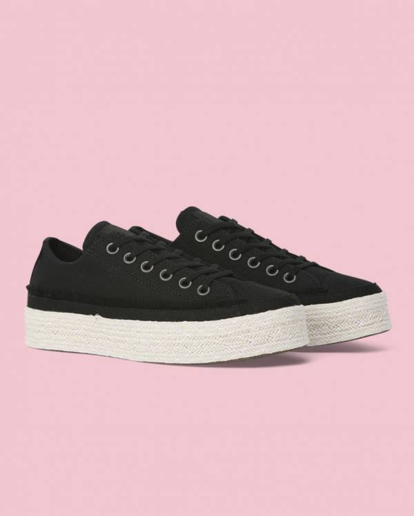 Converse Chuck Taylor All Star Espadrille Platform Nizke Superge Črna | CV-398FAX