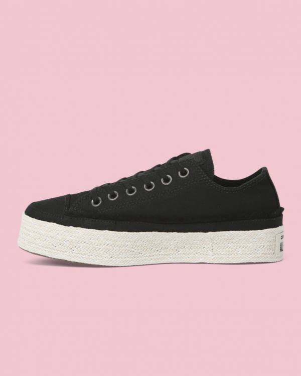 Converse Chuck Taylor All Star Espadrille Platform Nizke Superge Črna | CV-398FAX