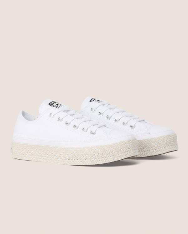 Converse Chuck Taylor All Star Espadrille Platform Nizke Superge Bela | CV-720CSQ