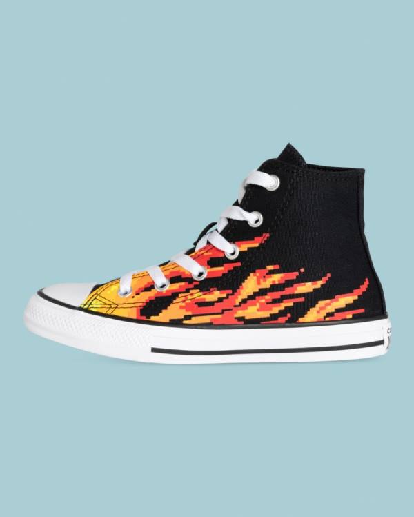 Converse Chuck Taylor All Star Flame Print Visoke Superge Črna | CV-041AOY