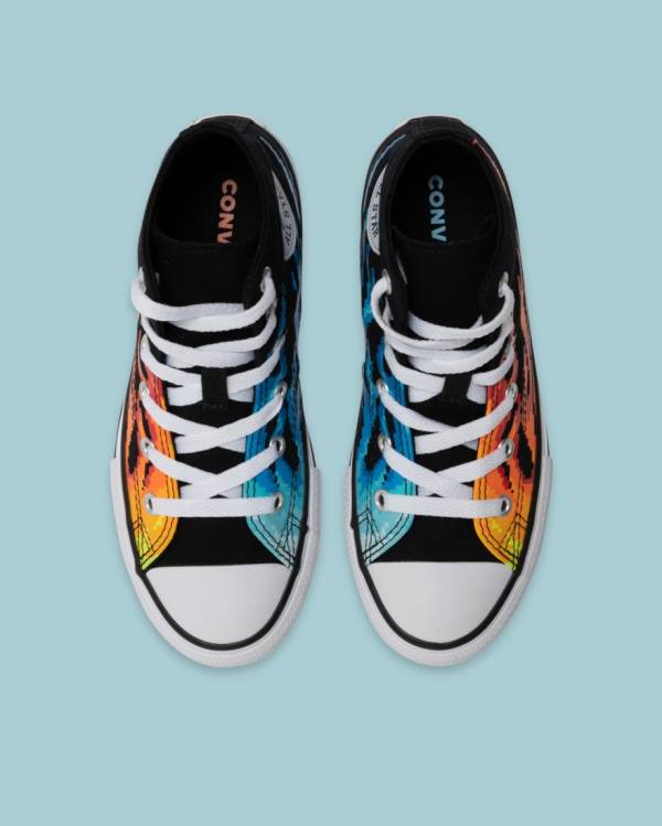 Converse Chuck Taylor All Star Flame Print Visoke Superge Črna | CV-041AOY