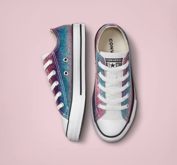 Converse Chuck Taylor All Star Glitter Drip Nizke Superge Bela / Bež Bela / Vijolična | CV-583UBG