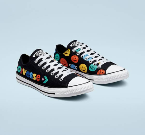 Converse Chuck Taylor All Star Happy Faces Nizke Superge Črna | CV-675XLS