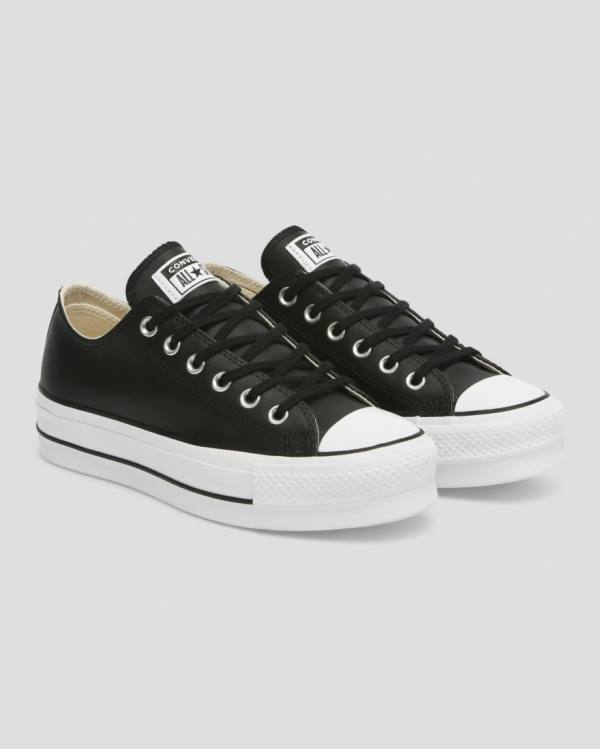 Converse Chuck Taylor All Star Lift Clean Usnje Nizke Superge Črna | CV-625TOL