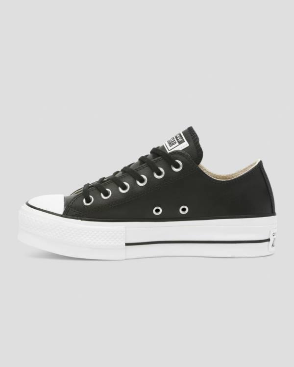 Converse Chuck Taylor All Star Lift Clean Usnje Nizke Superge Črna | CV-625TOL