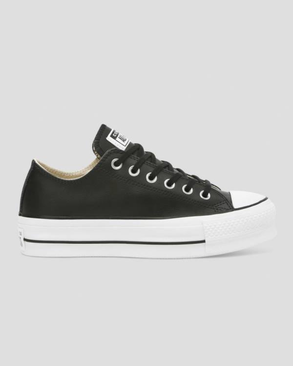 Converse Chuck Taylor All Star Lift Clean Usnje Nizke Superge Črna | CV-625TOL