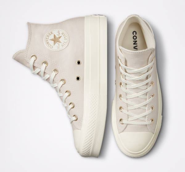 Converse Chuck Taylor All Star Lift Platform Golden Elements Visoke Superge Rjav / Svetloba Zlato | CV-241ARE