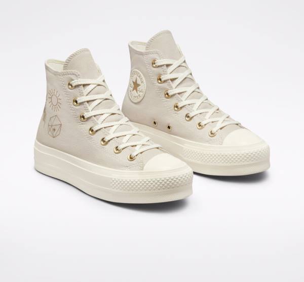 Converse Chuck Taylor All Star Lift Platform Golden Elements Visoke Superge Rjav / Svetloba Zlato | CV-241ARE