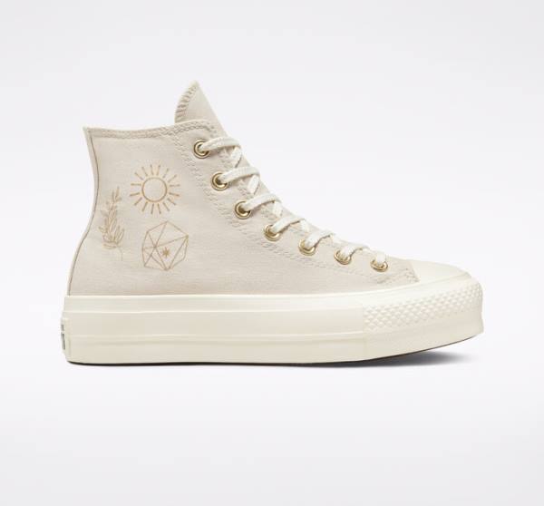 Converse Chuck Taylor All Star Lift Platform Golden Elements Visoke Superge Rjav / Svetloba Zlato | CV-241ARE