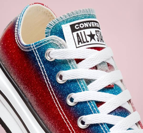 Converse Chuck Taylor All Star Lift Platform Glitter Drip Nizke Superge Modra / Bela / Rdeča | CV-360REU