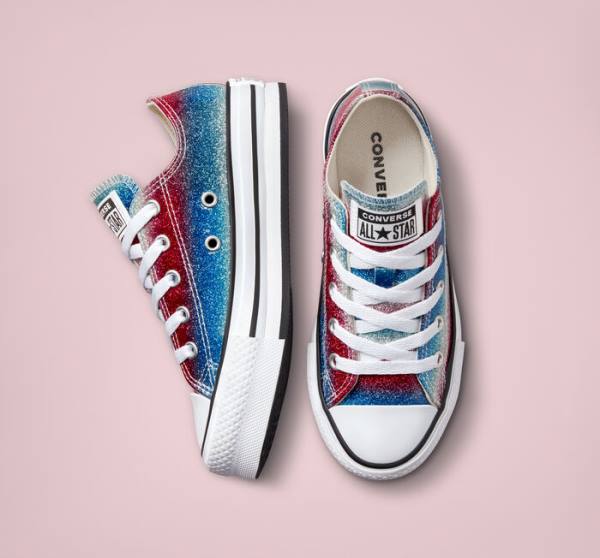 Converse Chuck Taylor All Star Lift Platform Glitter Drip Nizke Superge Modra / Bela / Rdeča | CV-360REU