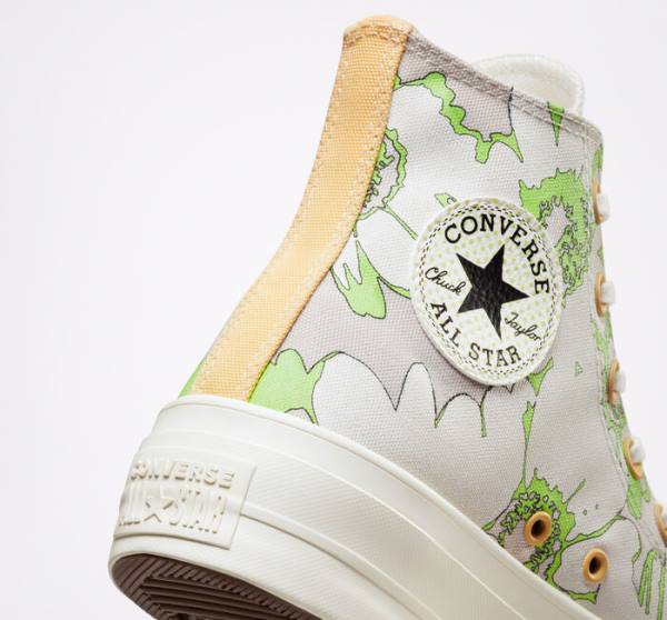 Converse Chuck Taylor All Star Lift Platform Crafted Florals Visoke Superge Rjav / Svetloba Zelena | CV-398BAQ