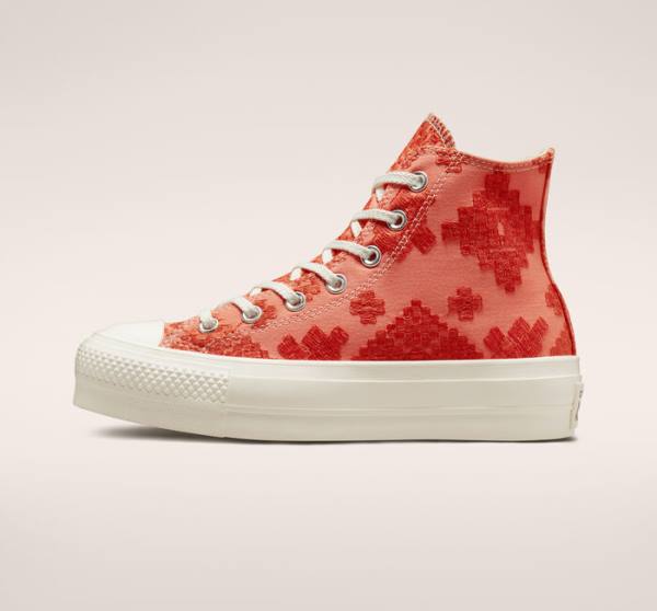 Converse Chuck Taylor All Star Lift Platform Tonal Embroidery Visoke Superge Oranžna | CV-572BHL