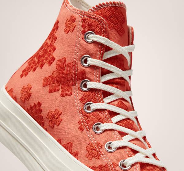 Converse Chuck Taylor All Star Lift Platform Tonal Embroidery Visoke Superge Oranžna | CV-572BHL