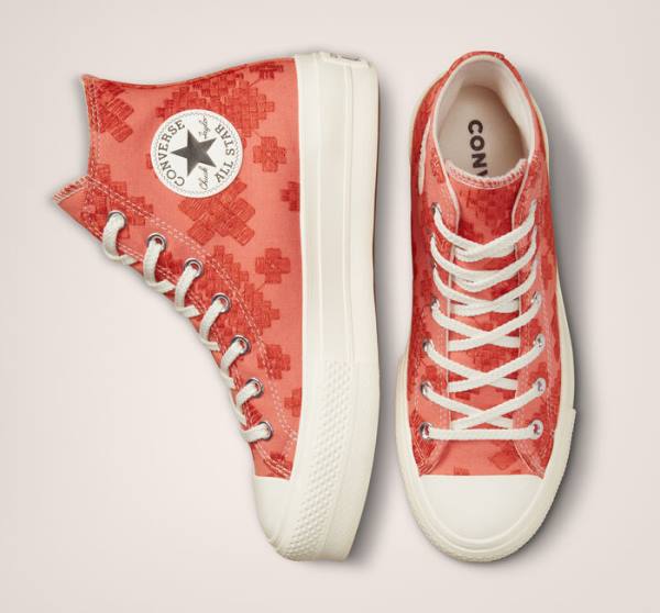 Converse Chuck Taylor All Star Lift Platform Tonal Embroidery Visoke Superge Oranžna | CV-572BHL