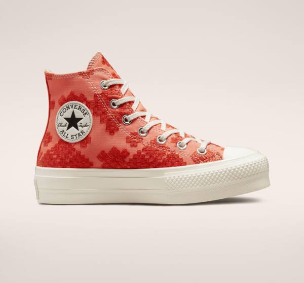 Converse Chuck Taylor All Star Lift Platform Tonal Embroidery Visoke Superge Oranžna | CV-572BHL