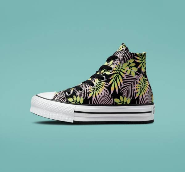 Converse Chuck Taylor All Star Lift Platform Bright Plants Visoke Superge Črna / Roza / Svetloba Zelena | CV-975NDR