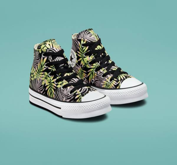 Converse Chuck Taylor All Star Lift Platform Bright Plants Visoke Superge Črna / Roza / Svetloba Zelena | CV-975NDR