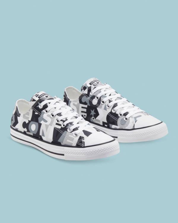 Converse Chuck Taylor All Star Logo Print Nizke Superge Črna | CV-437SMH