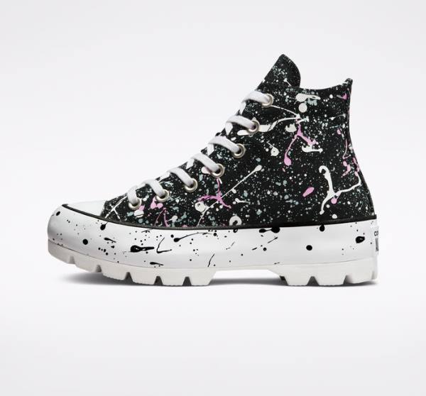 Converse Chuck Taylor All Star Lugged Paint Splatter Visoke Superge Črna / Siva / Roza | CV-491VNS