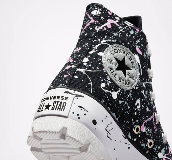 Converse Chuck Taylor All Star Lugged Paint Splatter Visoke Superge Črna / Siva / Roza | CV-491VNS